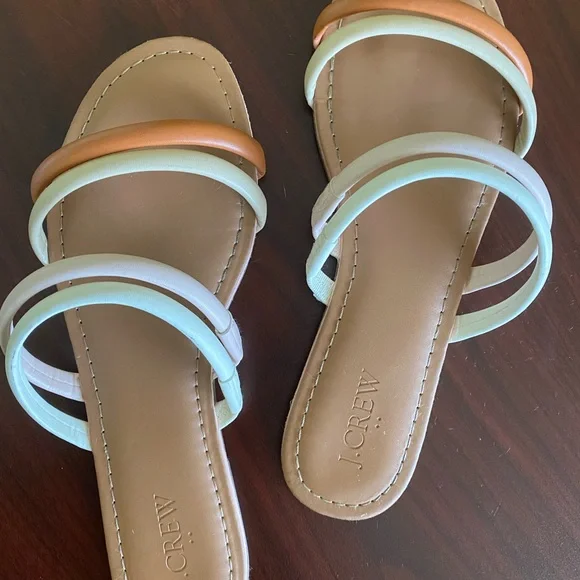 J Crew factory seaside strappy slide sandal neutral EUC - Picture 3 of 5